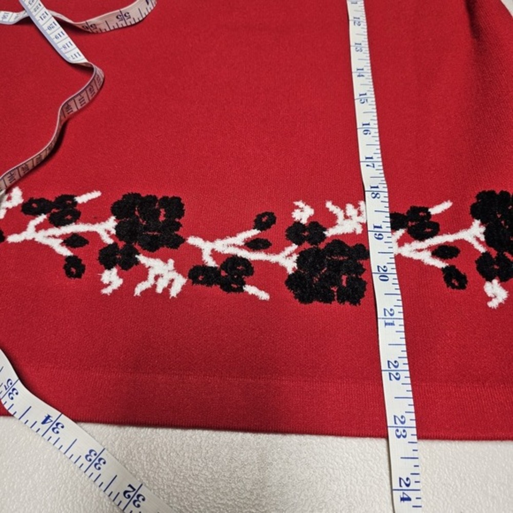 Draper James Red Floral Fair Isle Knit‎ Sweater Women's Size Small Mock Neck - Picture 5 of 12